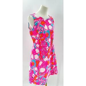 Lily Pulitzer Dress Feeling Tanked Groovy Floral Shift Cotton Sleeveless Large